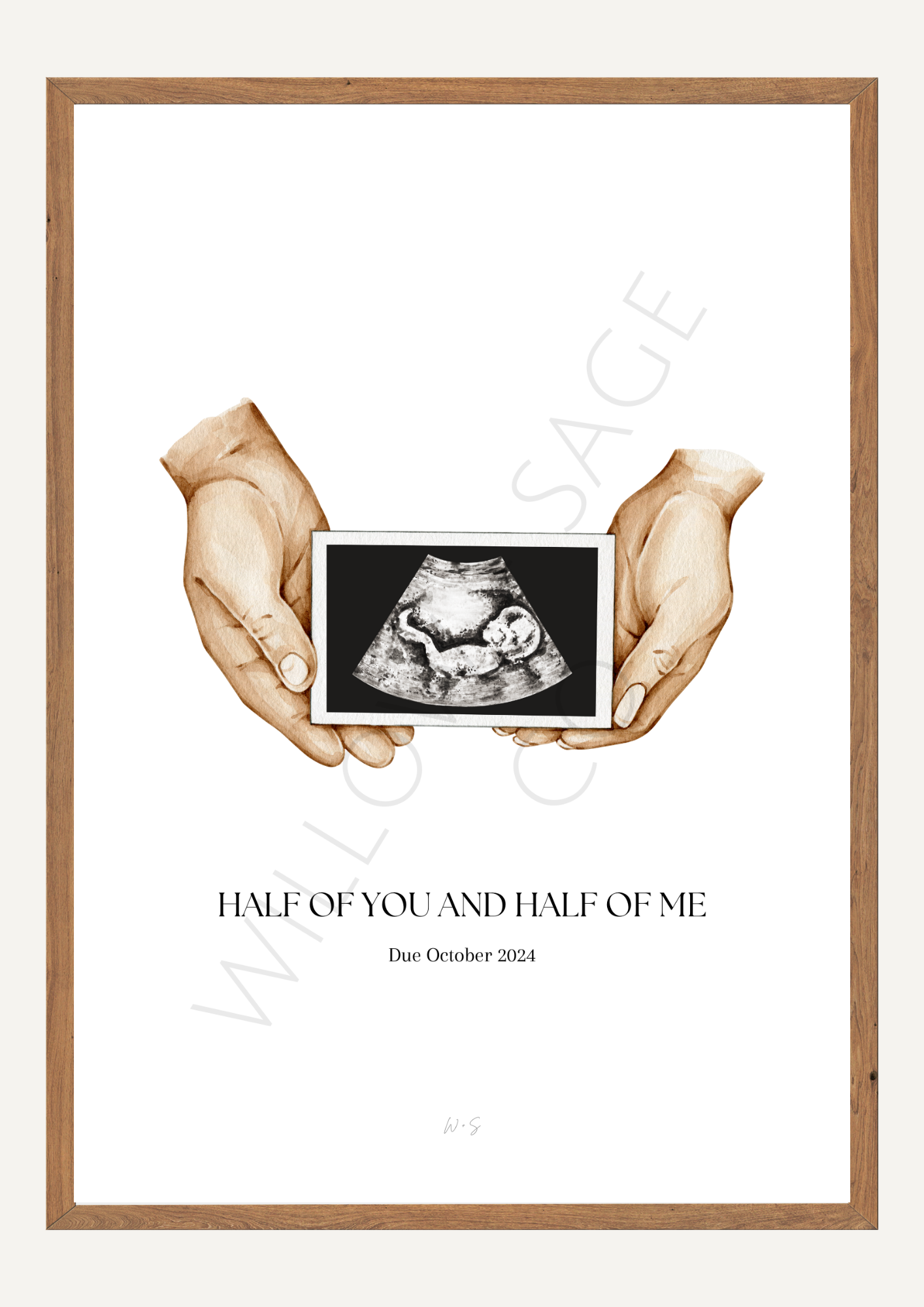 SAMPLE HALF OF YOU ULTRASOUND BABY ANNOUNCEMENT BY WILLOW AND SAGE CO