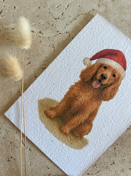 SANTA PAWS COCKER SPANIEL CHRISTMAS DOGS PLANTABLE GREETING CARD