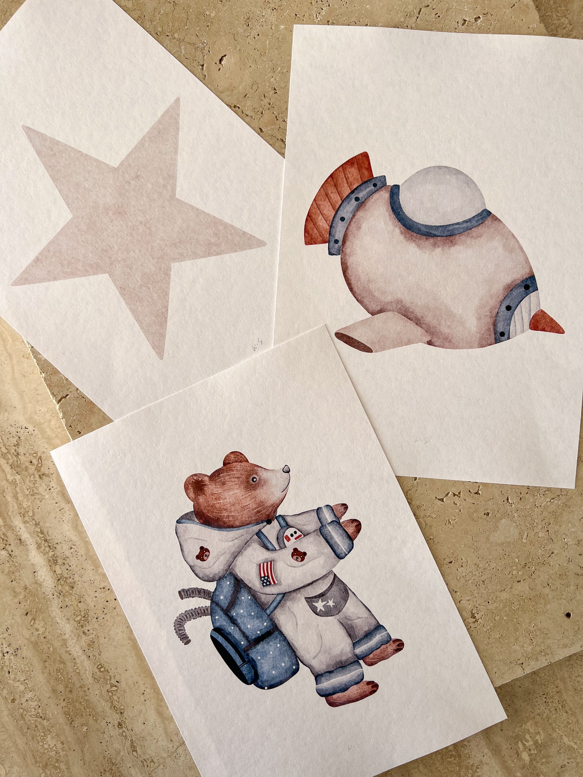 SPACE BEARS PRINT COLLECTION BY WILLOW AND SAGE CO