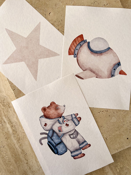 SPACE BEARS PRINT COLLECTION BY WILLOW AND SAGE CO