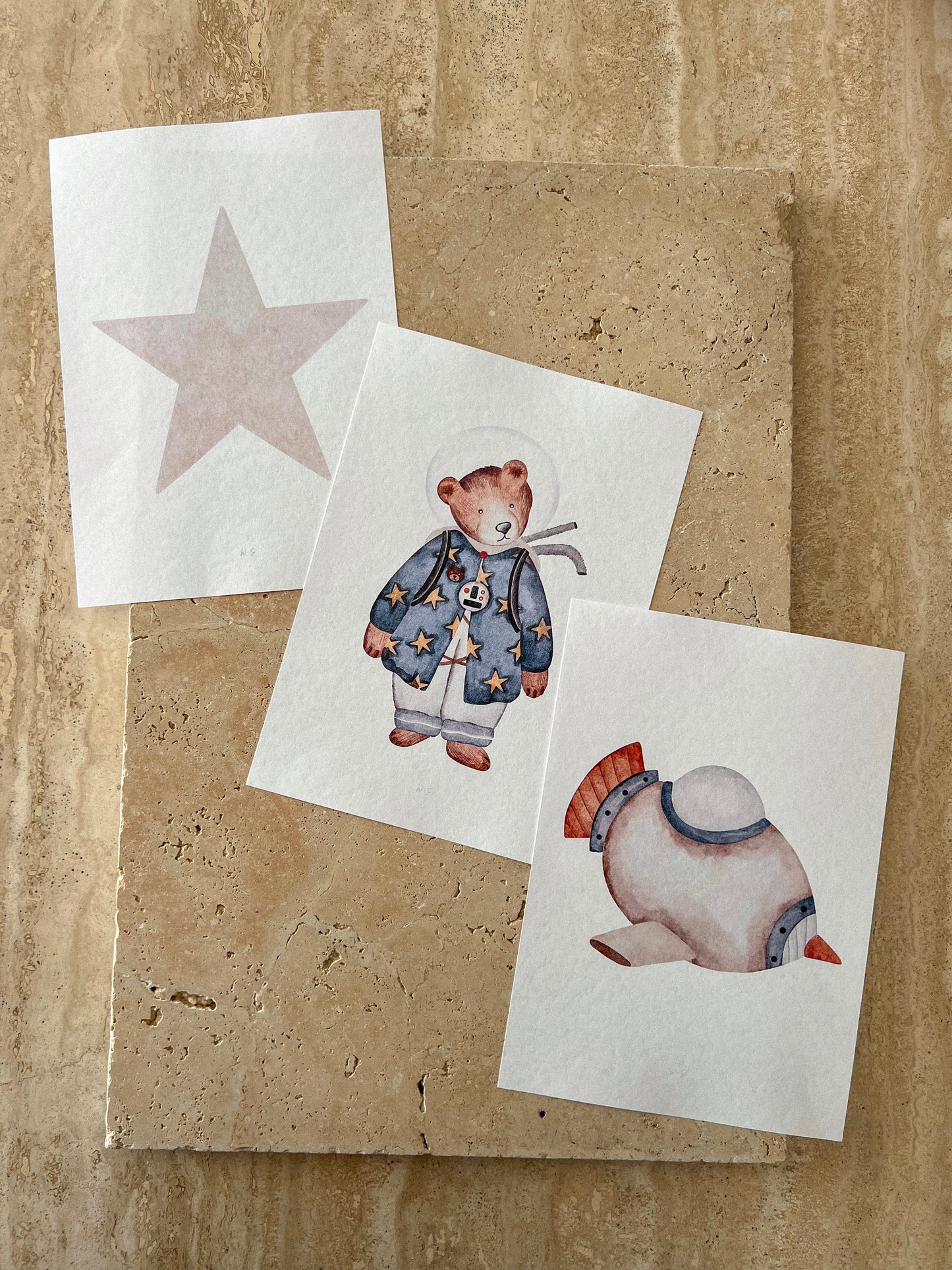 STAR BEAR ROCKET SPACE BEARS PRINT COLLECTION BY WILLOW AND SAGE CO