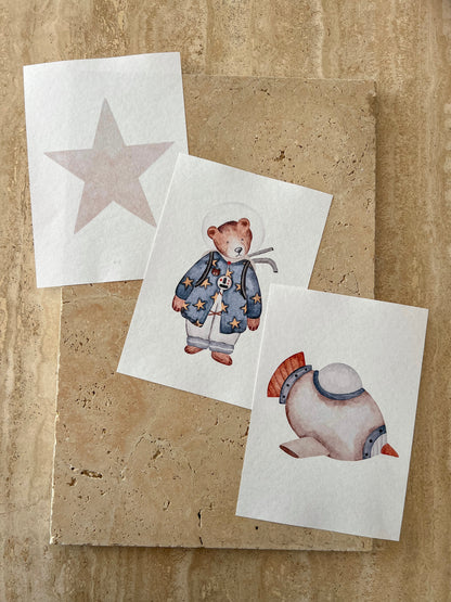 STAR BEAR ROCKET SPACE BEARS PRINT COLLECTION BY WILLOW AND SAGE CO