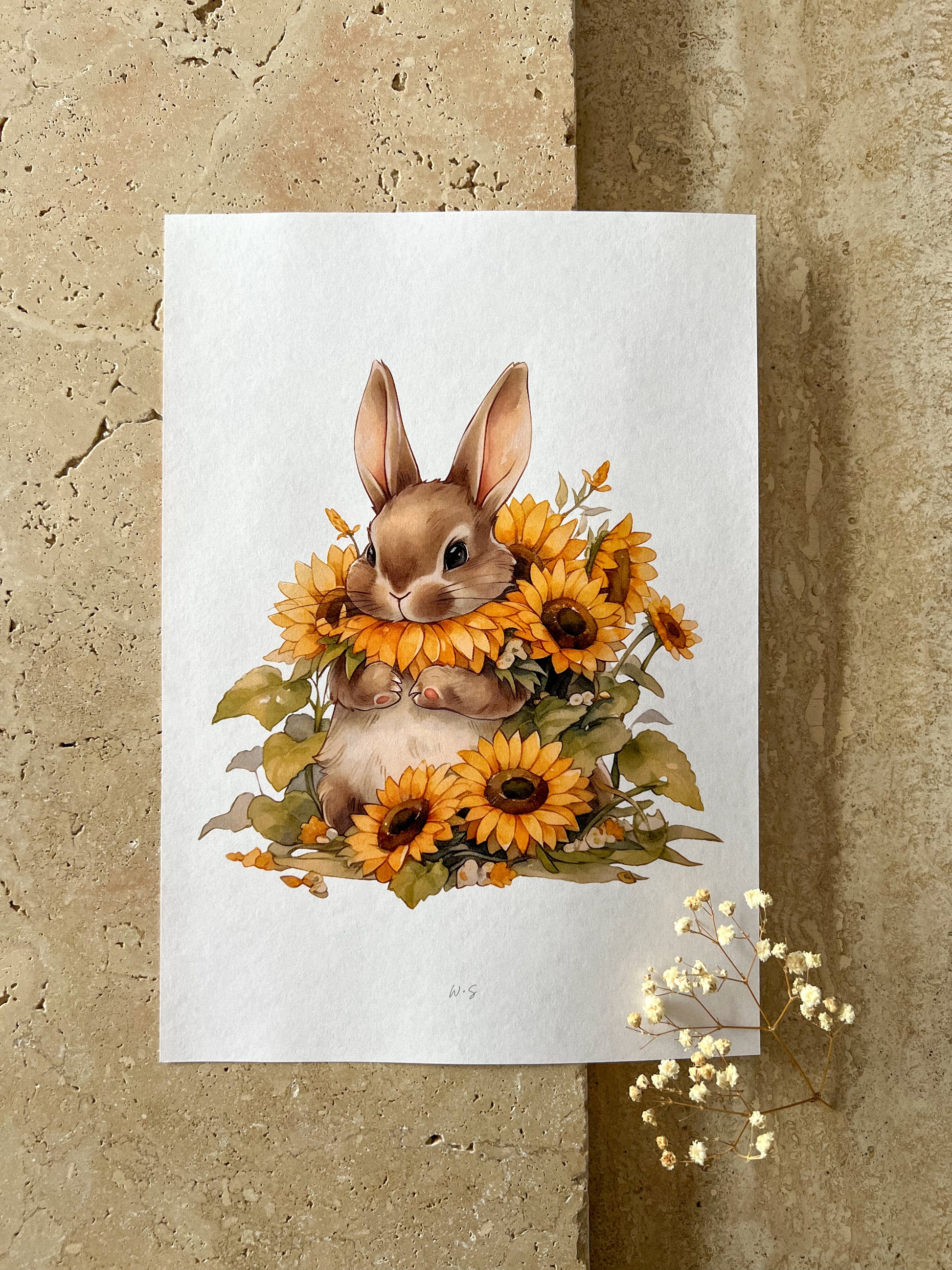 SUNFLOWER BUNNY PRINT BY WILLOW AND SAGE CO