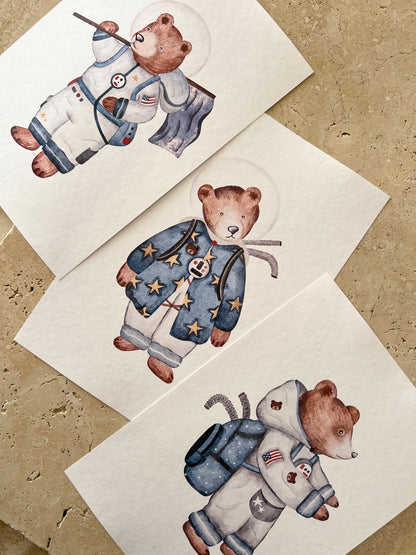 THREE BEARS SPACE BEARS PRINT COLLECTION BY WILLOW AND SAGE CO