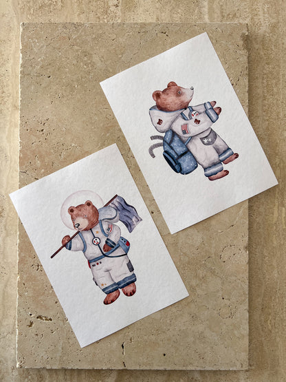 TWO BEARS SPACE BEARS PRINT COLLECTION BY WILLOW AND SAGE CO