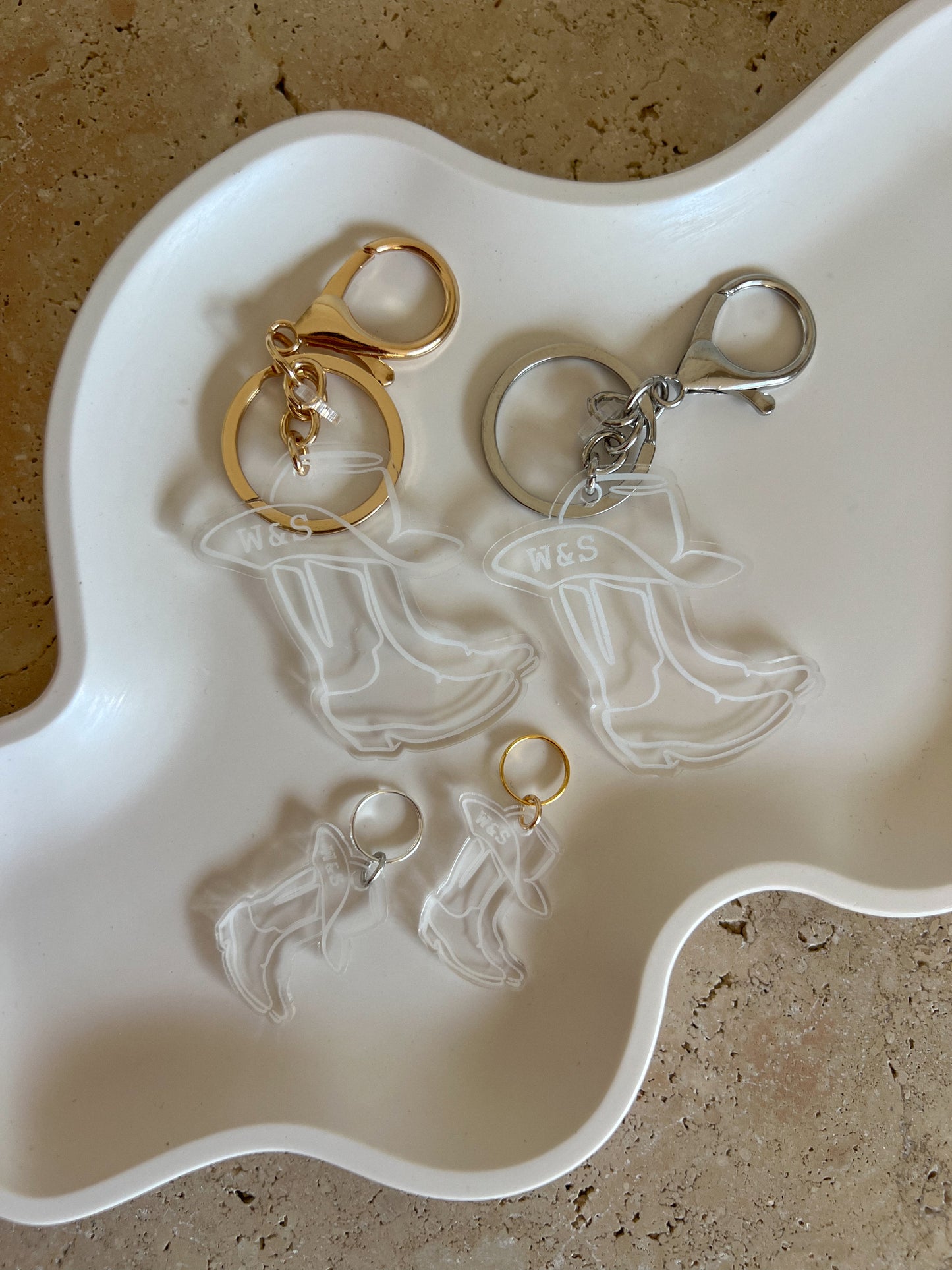 Rodeo Boots matching keychain and dog tag by willow & sage co