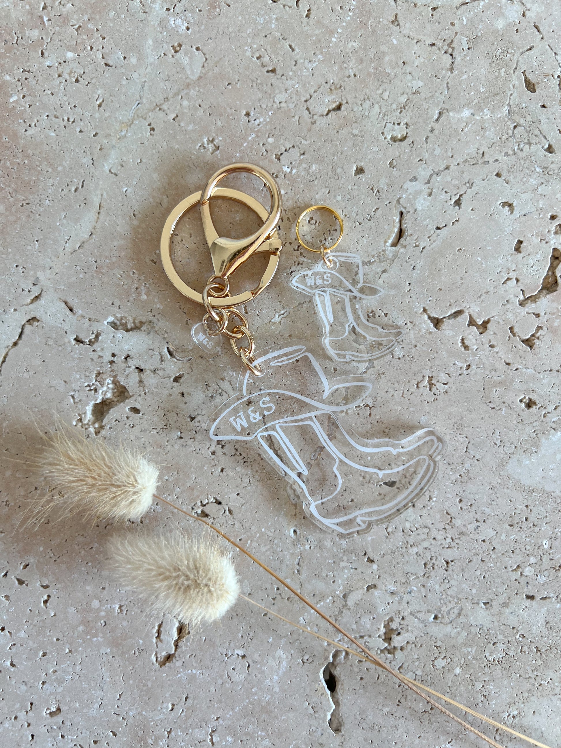 Matching keychain and pet tag western boots by Willow & Sage Co