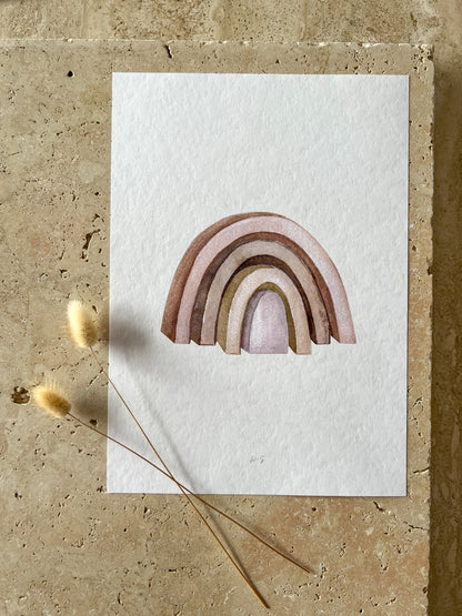 WOODEN RAINBOW NEUTRAL NURSERY PRINT COLLECTION BY WILLOW AND SAGE CO