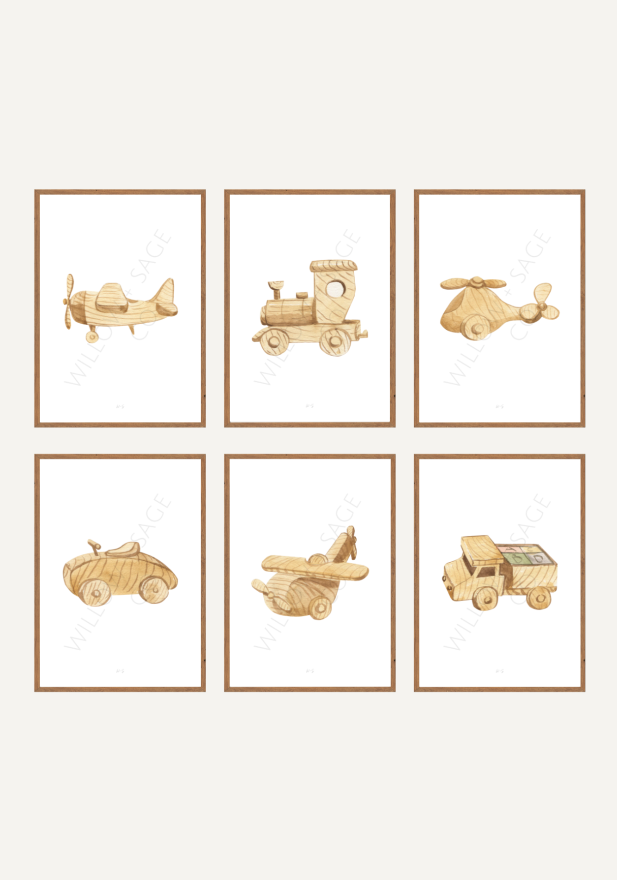 WOODEN TOY PRINT COLLECTION BY WILLOW AND SAGE CO MOCKUP