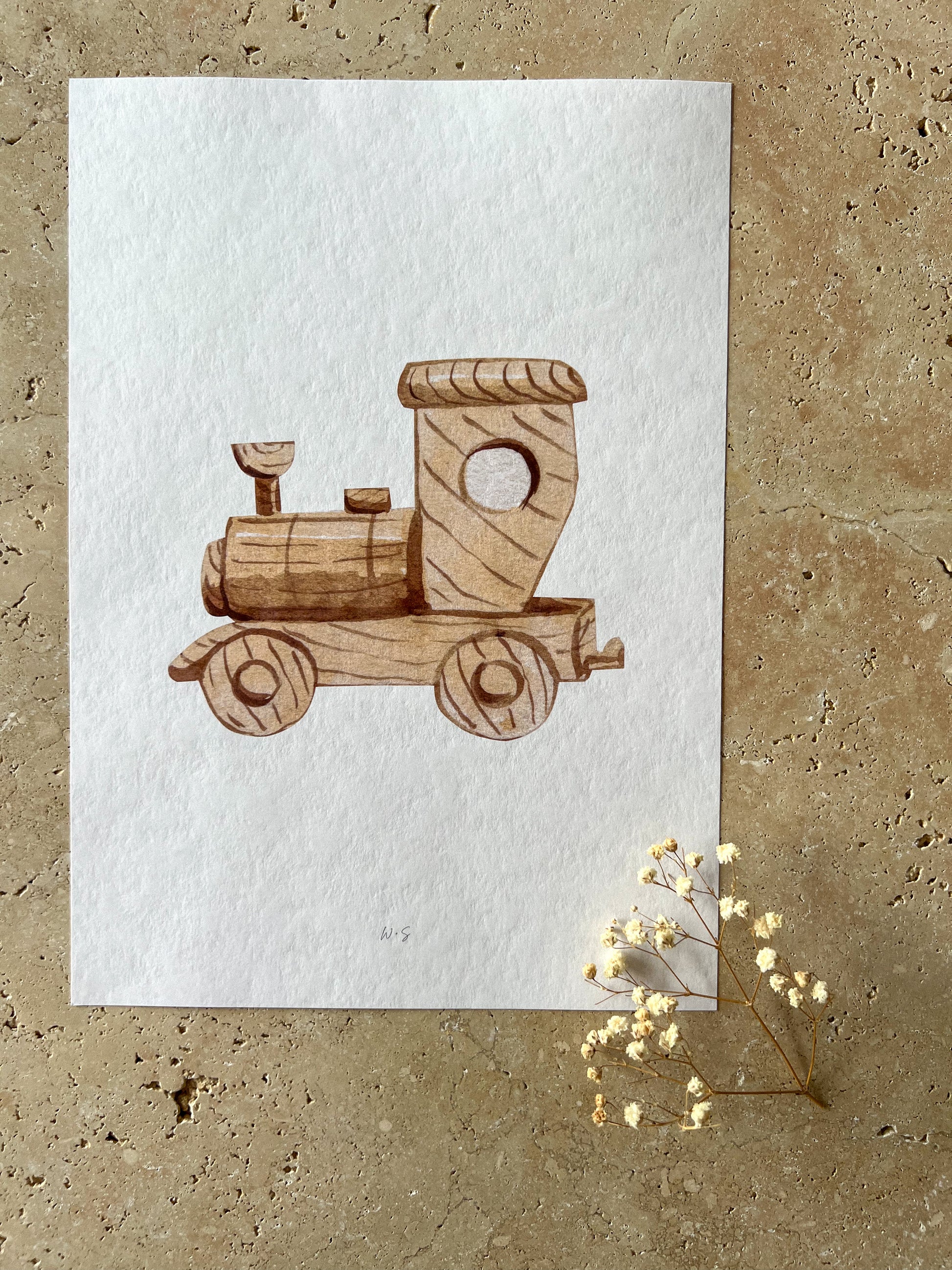 WOODEN TRAIN TOY PRINT COLLECTION BY WILLOW AND SAGE CO