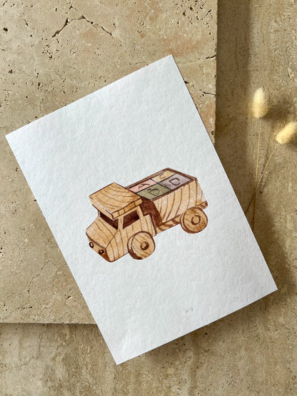 WOODEN TRUCK TOY PRINT COLLECTION BY WILLOW AND SAGE CO